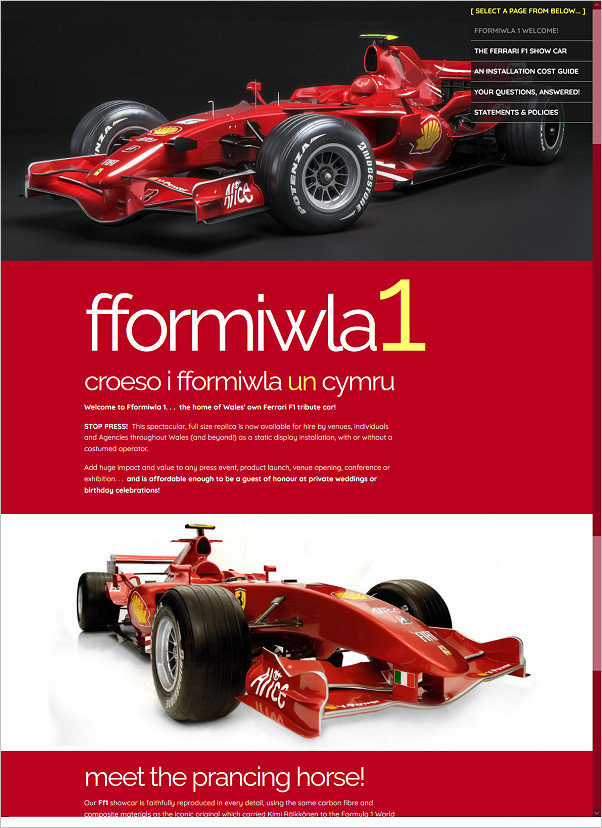 Formula 1 showcar available across Wales