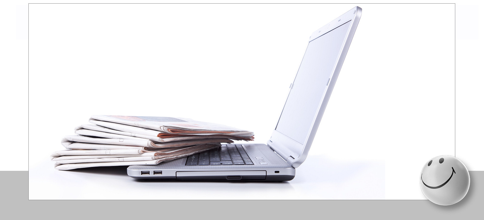 Laptop used to publish a CMS news blog