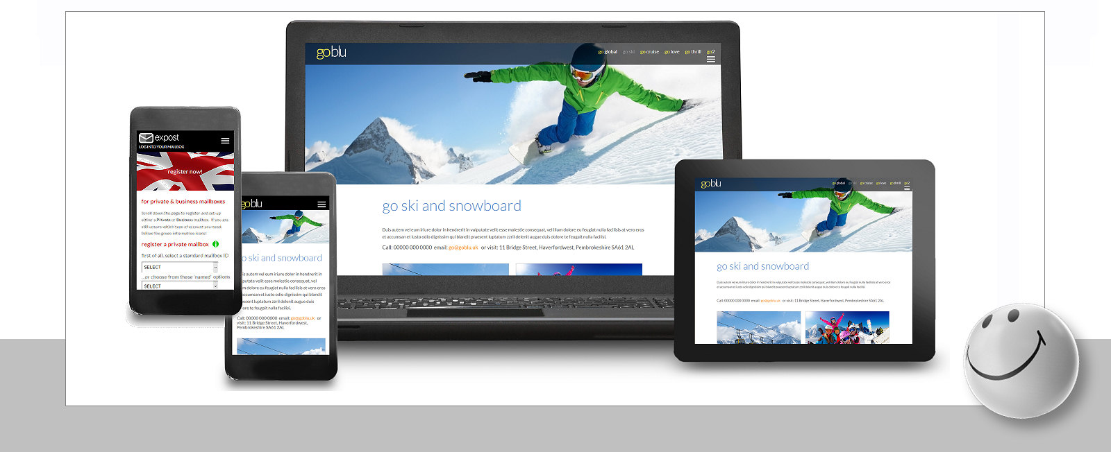 Responsive websites displayed on various screen sizes